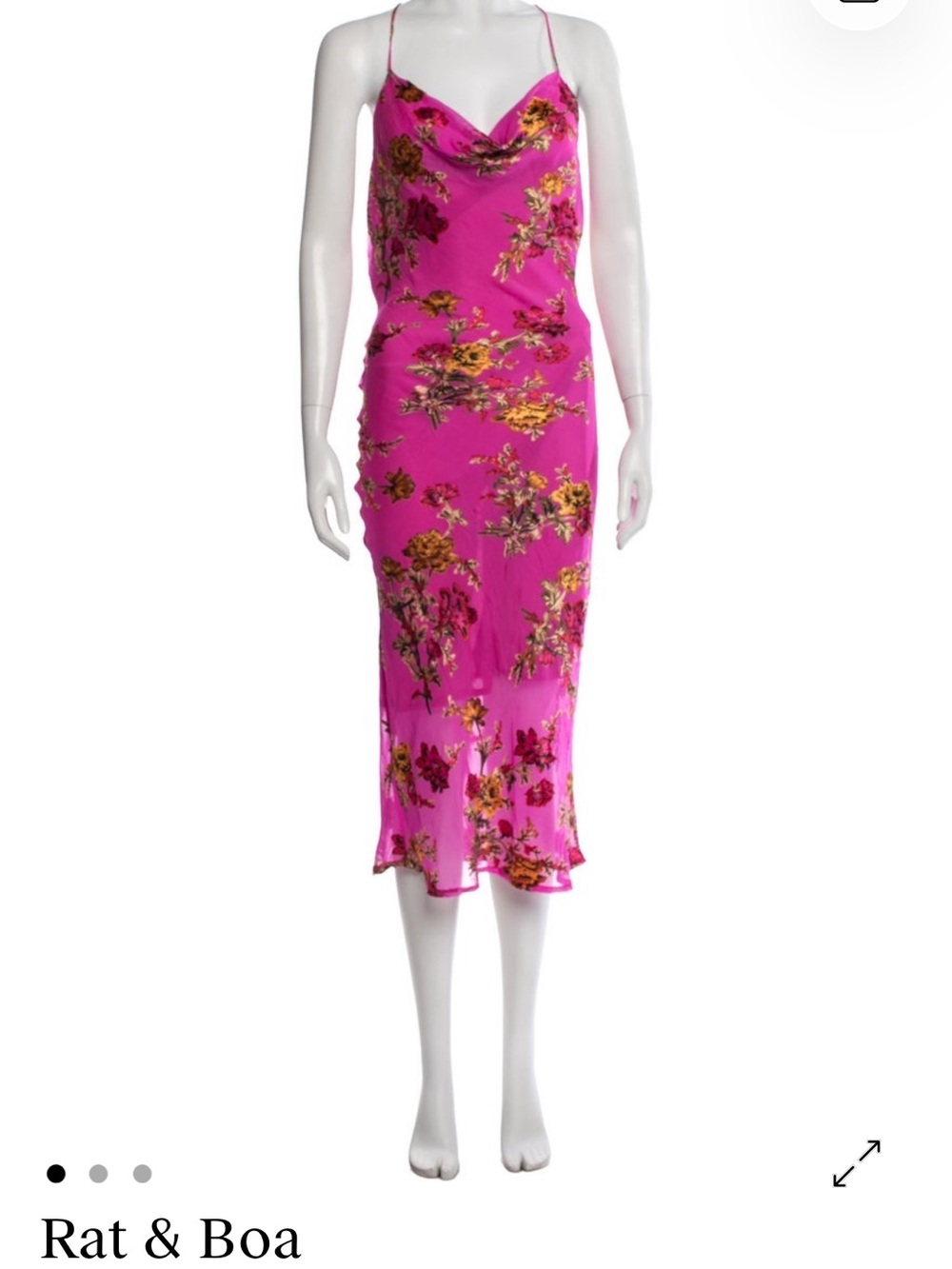 Rat & Boa Fuchsia Floral Cowl Midi Dress